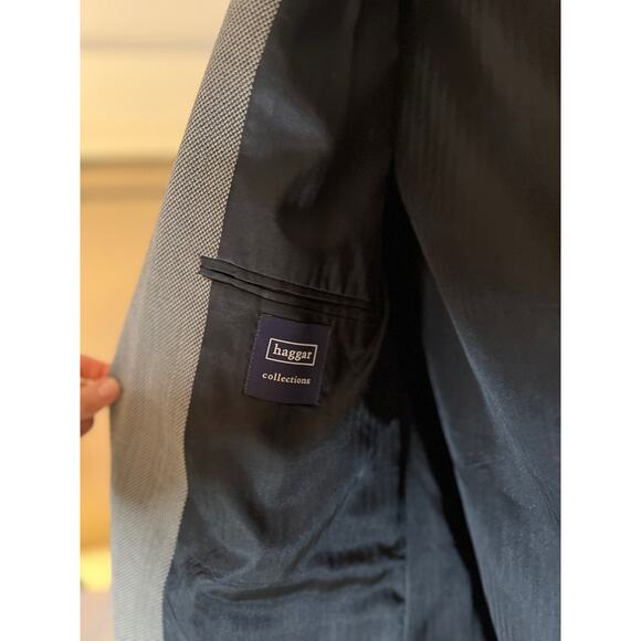 HAGGAR Men's Gray Classic Fit Two-Button Blazer Casual Sport Coat Jacket | 44 - Picture 8 of 13